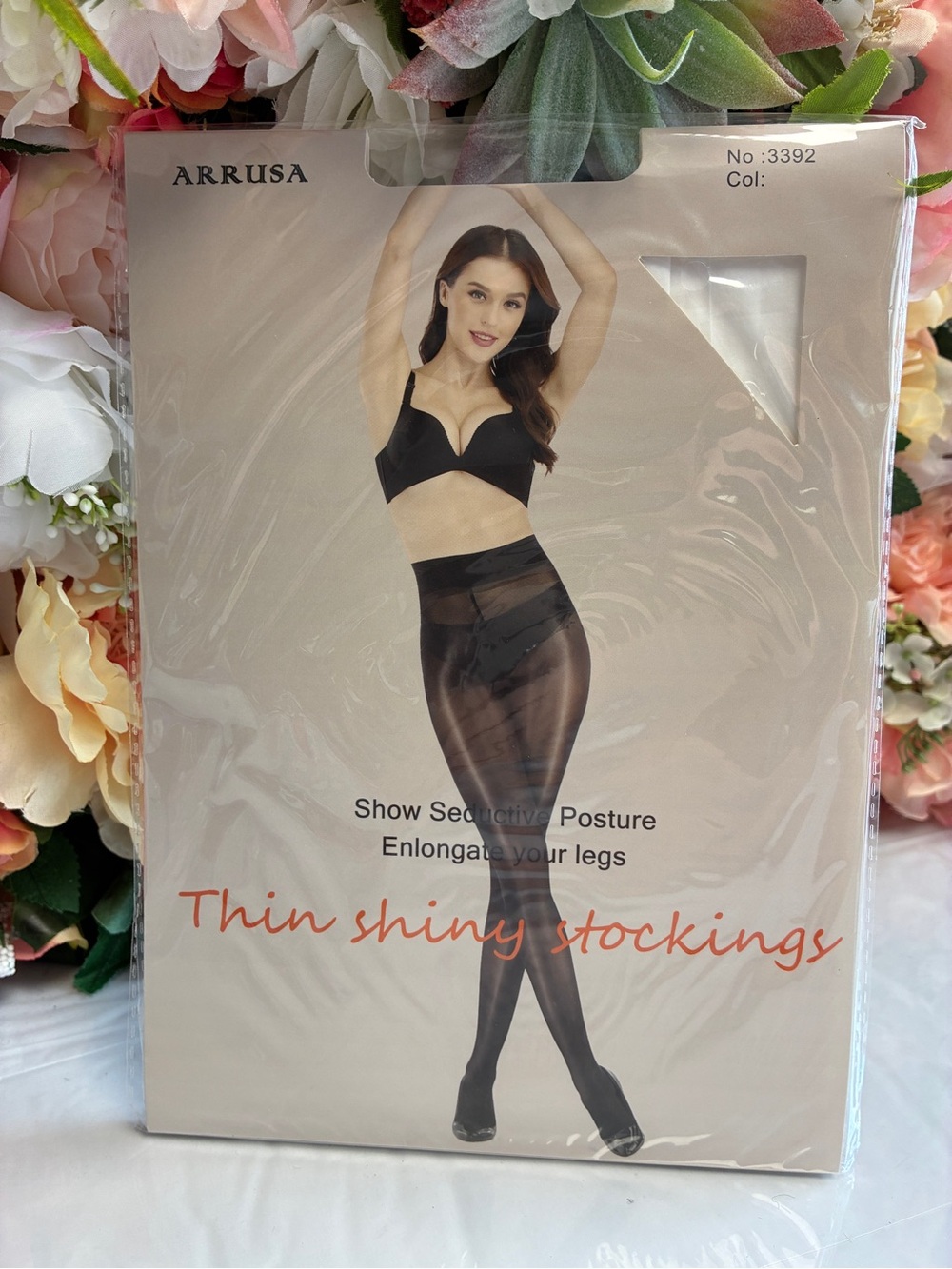 ARRUSA 3392 Ultra Sheer Shiny Control Top Pantyhose White High Stretch NWT